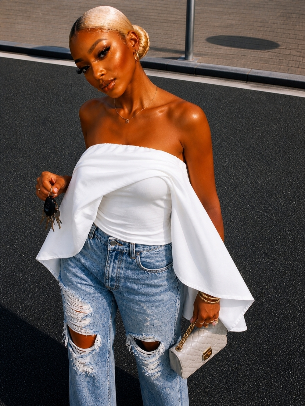 💋WHITE STRAPLESS RUFFLED TUBE TOP!!! - Picture 6 of 10